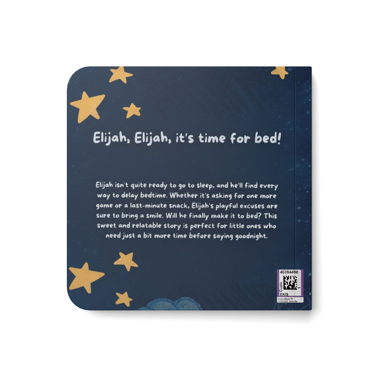 Elijah It's Bed Time Children's Board Book