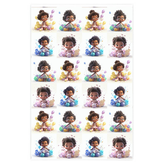 Black Girl Magic Chibi Celebration Wrapping Paper