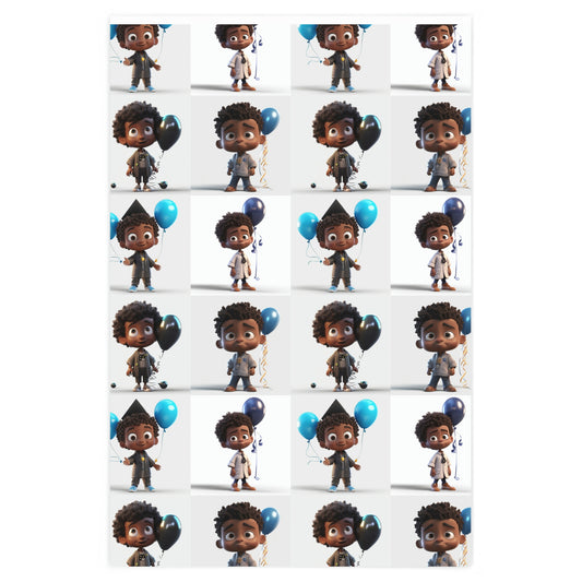 Black Boy Joy Chibi Gradation Wrapping Paper