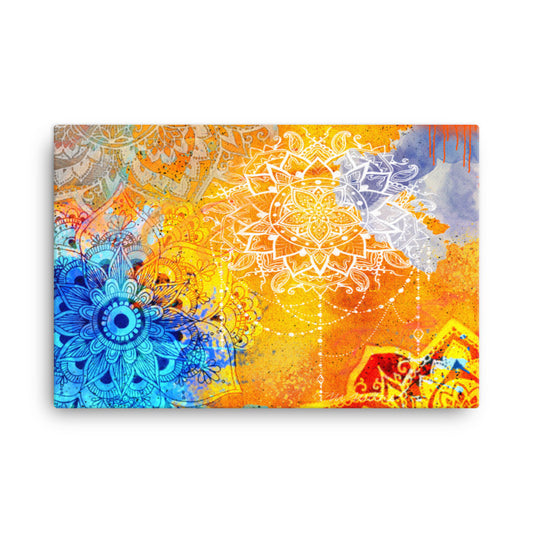 Splash mandala  Orange  Large Canvas