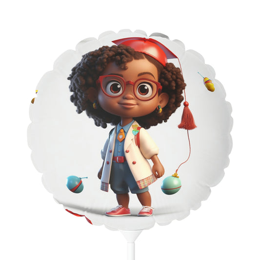 Graduation Chibi alloon (Round and Heart-shaped), 11"