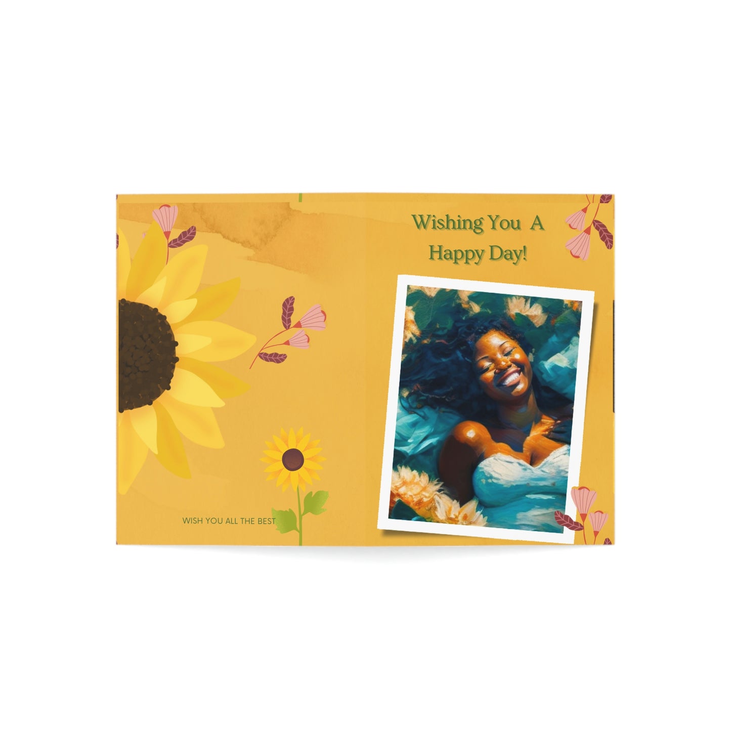 Wishing You A Happy Day - Black Art Greeting Cards (1, 10, 30, and 50pcs)
