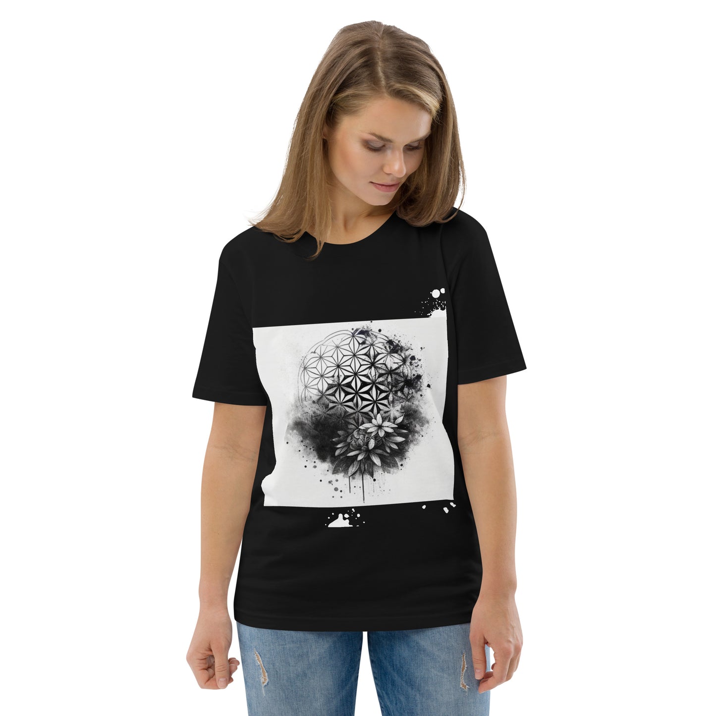 Unisex Flowers of Life ink organic cotton t-shirt