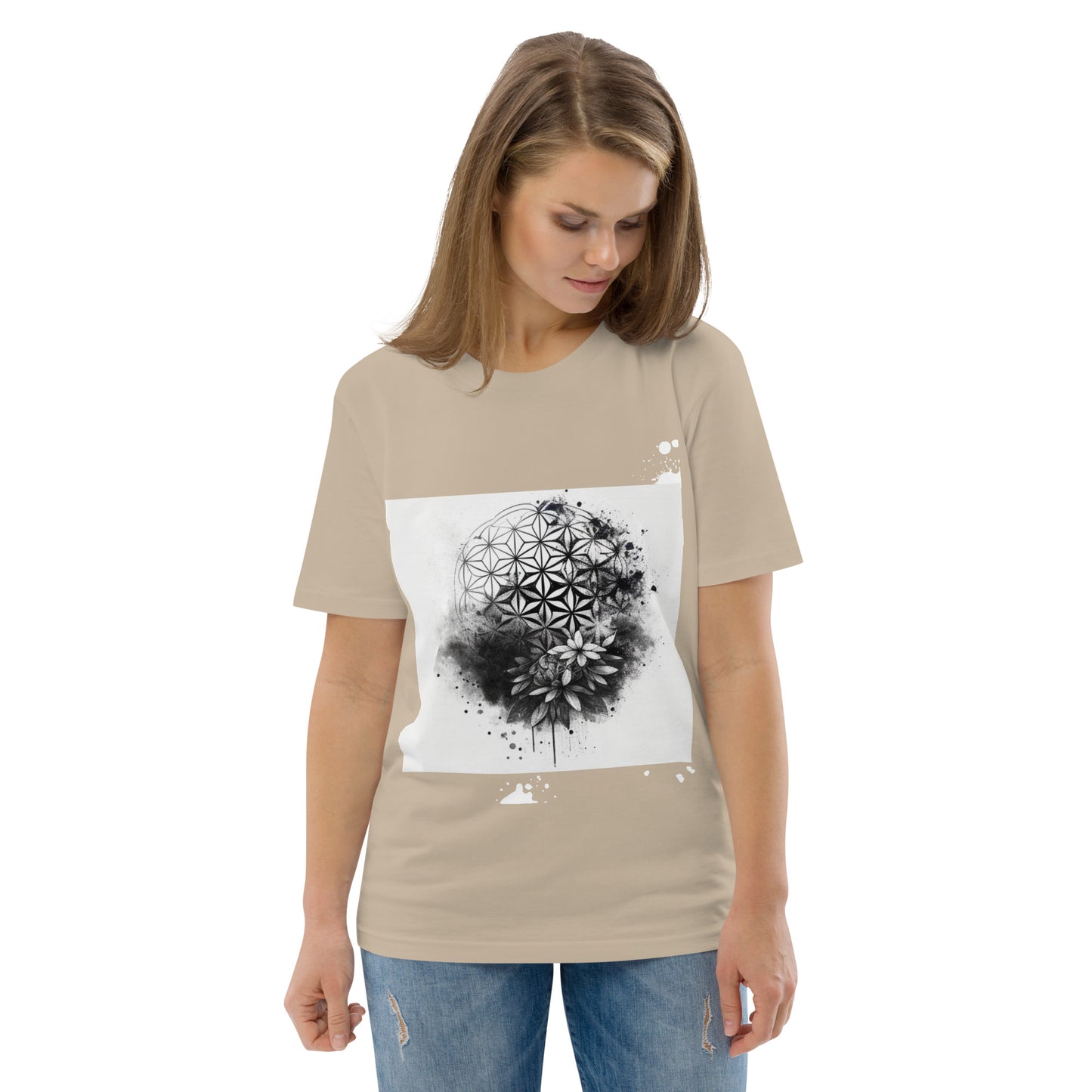 Unisex Flowers of Life ink organic cotton t-shirt